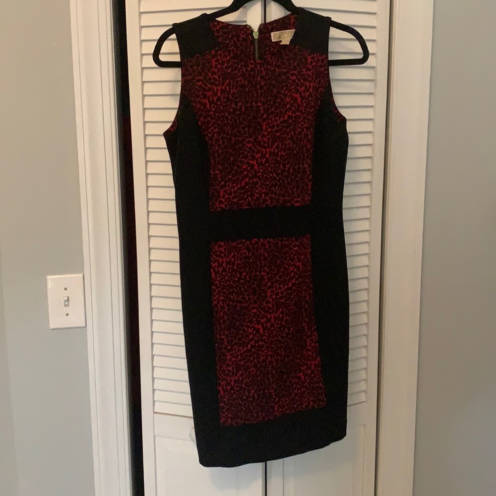 Michael Kors color block animal print sheath dress